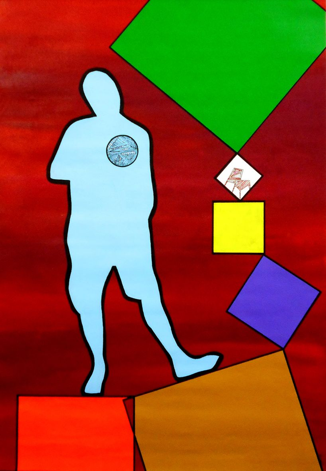 CHAIR / MAN : NOW.HERE ME #58-acrilico su tela-cm 150 x 100- anno 2019