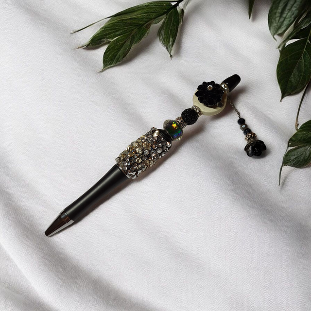 Stylo perles noir