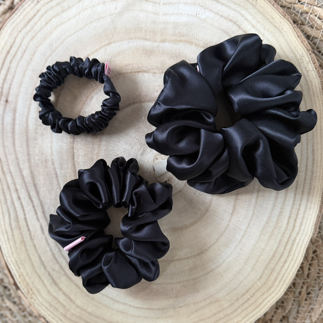 Chouchou en soie - Taille Skinny - Noir