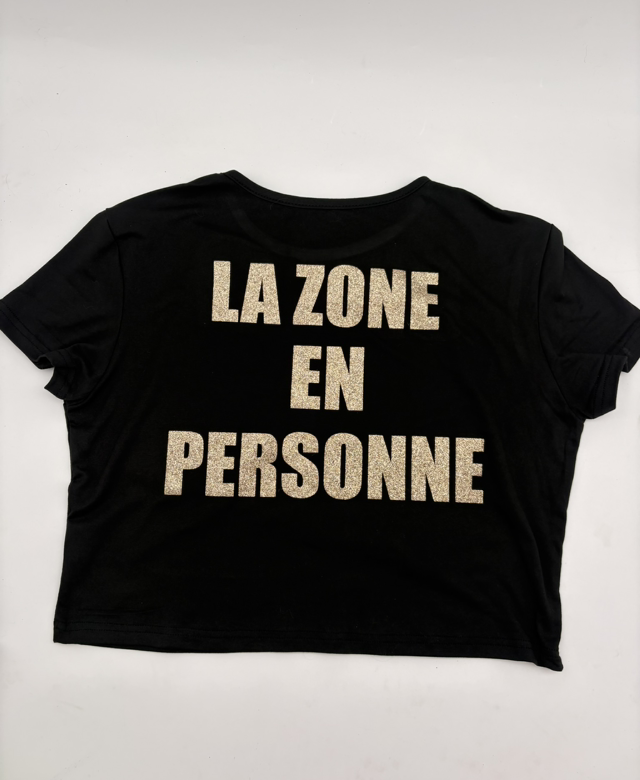 Crop top fit cut noir LA ZONE EN PERSONNE OR 