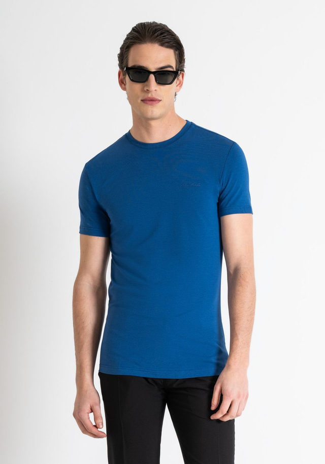 40835525 - Antony Morato T-shir super Fit in cotone elasticizzato stampa gommata