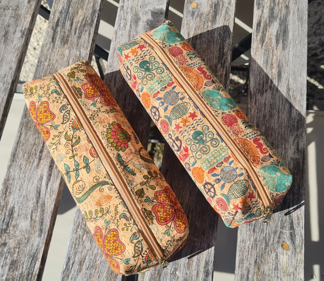 Trousse applatie Basik série n°1 en tissu de liège imprimé (2 à choix)