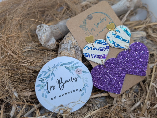 Boucles d&#039;oreilles Marie Laure mml011 violet paillettes 