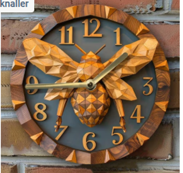 Vintage metalen klok Bij groot (20cm diameter)