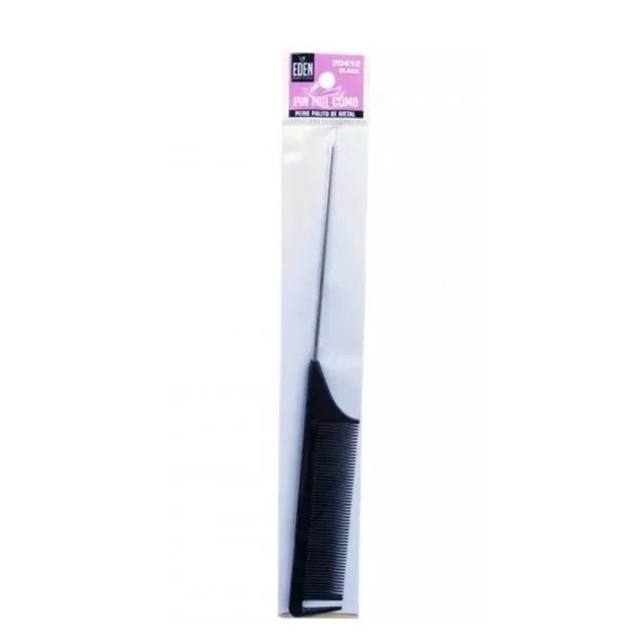  EDEN: PARTING METAL PIN TAIL COMB - BLACK 