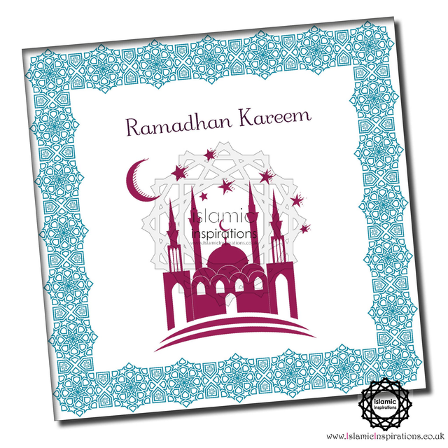 Ramadhan Kareem Blue Plum Greeting Card - RMZ002B