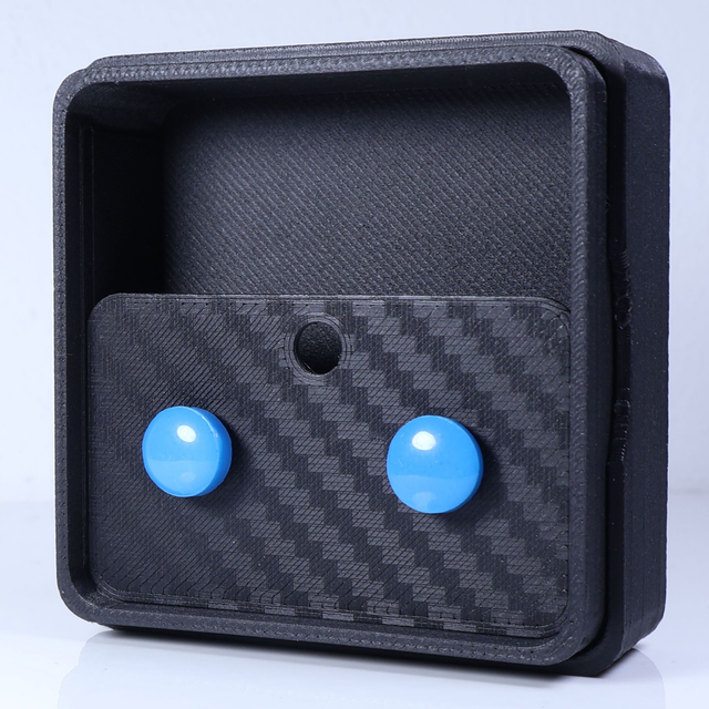 Hypoallergenic 8mm Large Solid Blue Round Cut Polymer Clay Plastic Back Stud Earrings With Designer Carbon Fiber Jewellery Box