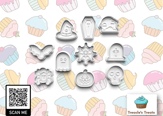 Halloween Theme Fondant/cookie stamps with cutters