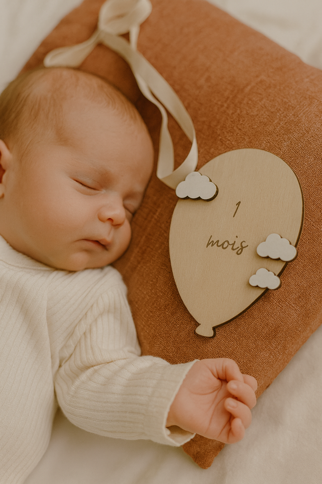 📸 Carte étape ballon – Accessoire photo naissance