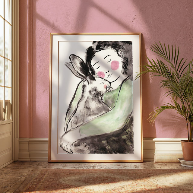 Embrace | Girl &amp; Irish Hare | Print
