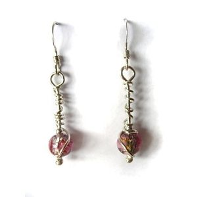Pink wire wrapped earrings - 330eo