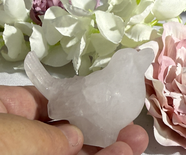 Clear quartz bird carving