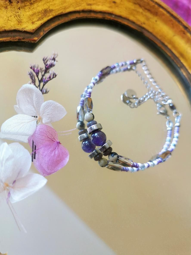 Collier et bracelet Améthyste & Argenté