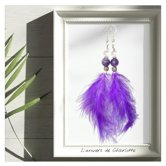 Boucles d&#039;oreilles &quot;Améthyste&quot; BO-001