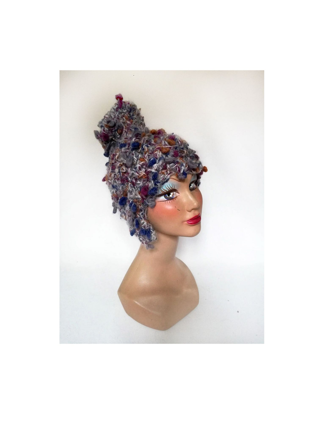 Bonnet rétro vintage 2000 chapeau hiver laine fourrure fantaisie 