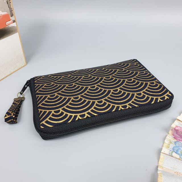 Portefeuille court zippé "Nami" noir doré