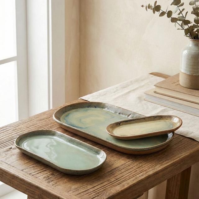 Seafoam Shoreline Oval Trays (Set of 3)