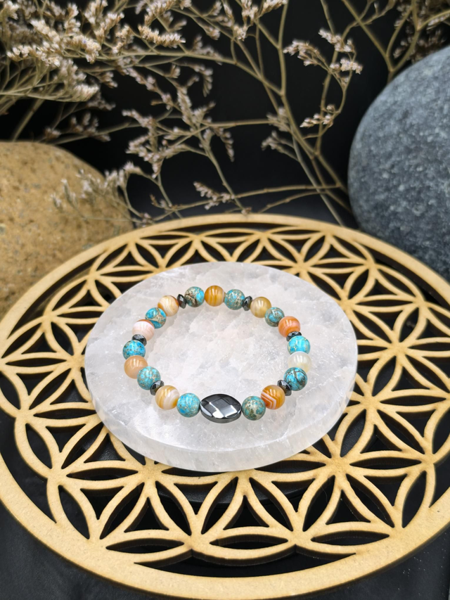 BP.020 Bracelet Jaspe bleu et orange 