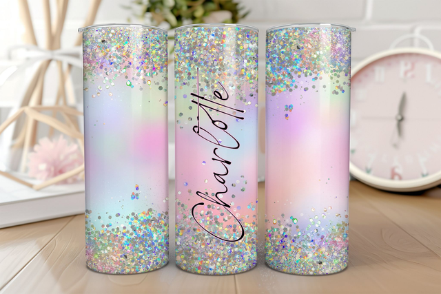 Persoanlised Iridescent Holographic Glitter Tumbler