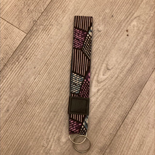 Kibebe: key chain wristlet (purple/denim) 