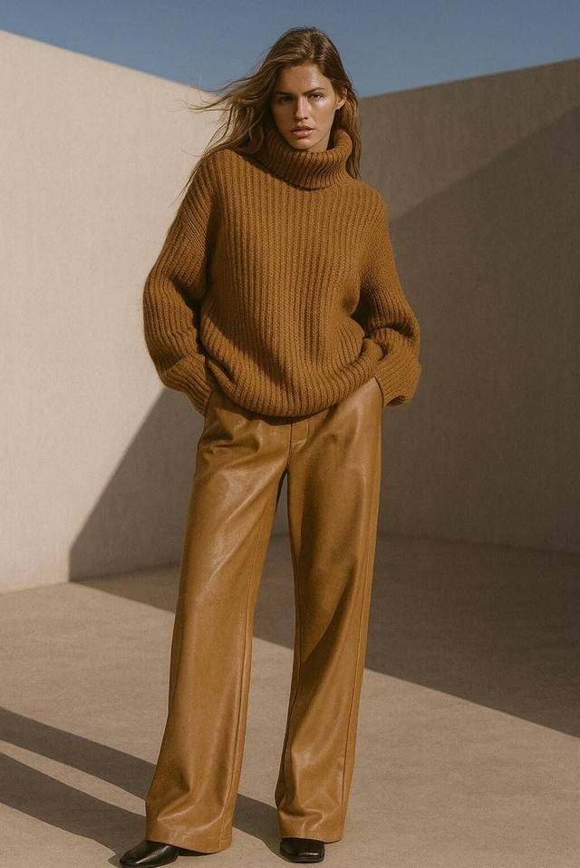 Soft Pu Wide-Leg Trousers 