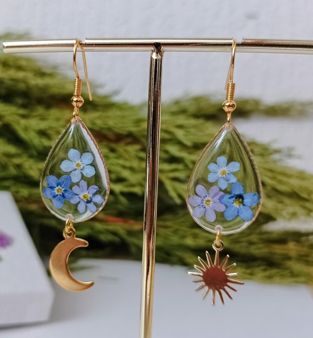 Boucles d&#039;oreilles Myosotis (Ne m&#039;oubliez pas)  