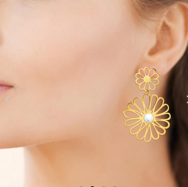 Boucles d’oreilles marguerite-acier doré