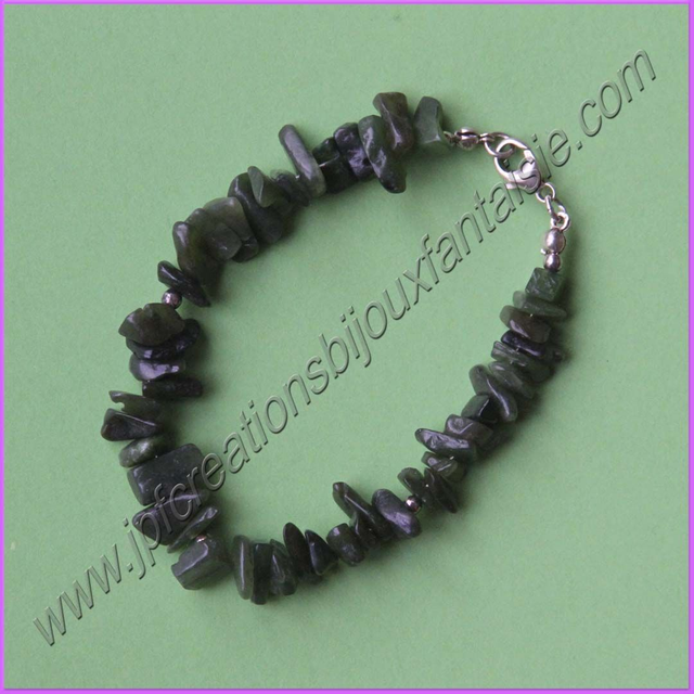 Bracelet obsidienne noire et acier inoxydable