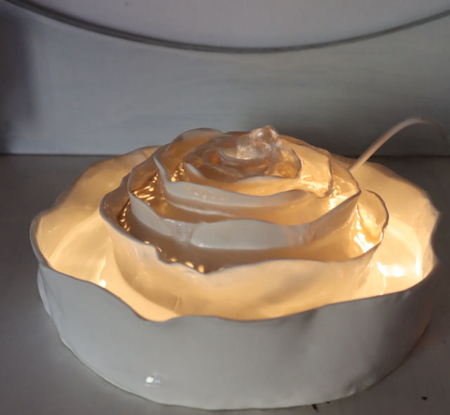 Porcelain Rose Water Fountain Indoor with light, handmade
