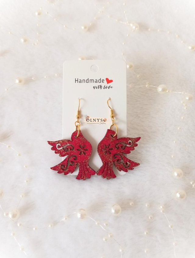 Boucles d'oreilles Oiseaux en bois