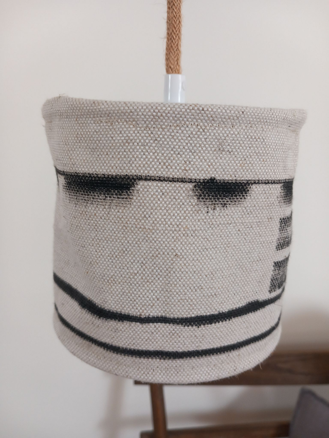 Abat-jour en lin naturel ,suspension baladeuse peinte à la main diamètre 15 cm