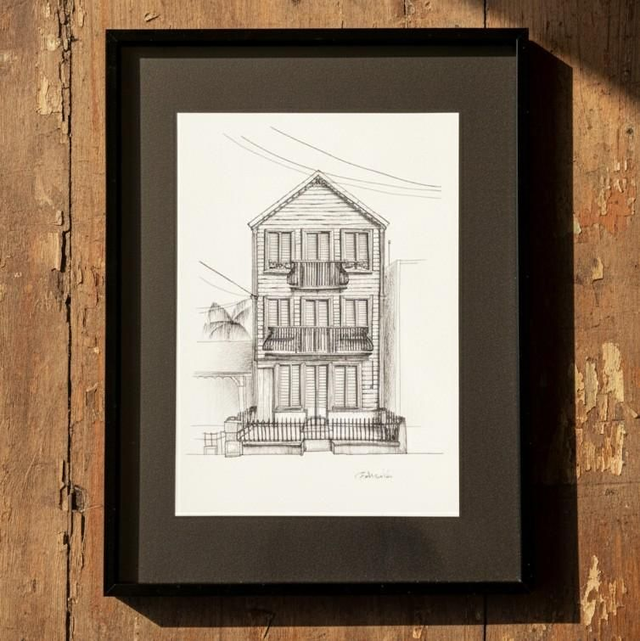 Encre et graphite - case créole #10 - Le St Esprit - Martinique 