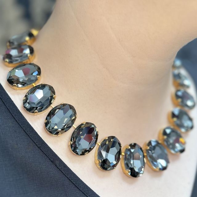 Collier DEVA BIG OVOLUM XL, vergoldet, Black Diamond