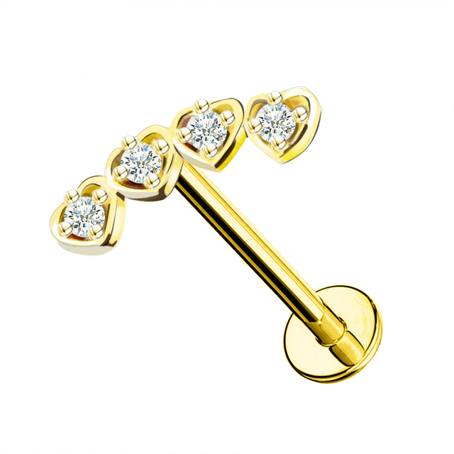 Helix 4 Cuori e Strass Gold