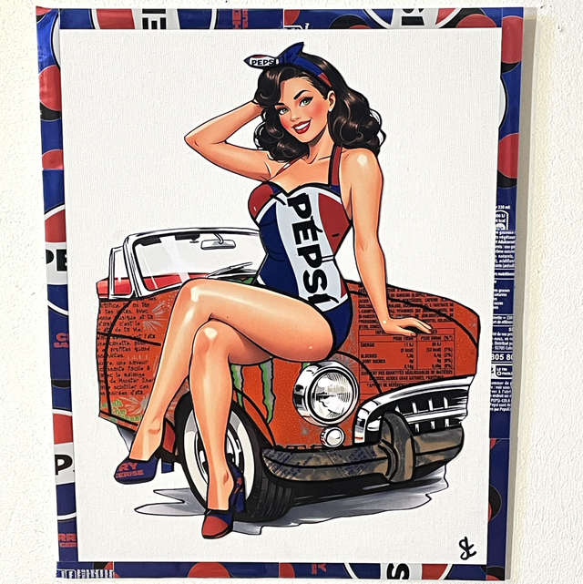Tableau Pin-up réalisé avec des canettes recyclées 