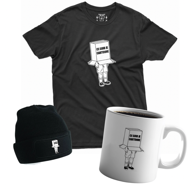 "CE SOIR JE CARTONNE" Tshirt, Sweat, Bonnet, Totebag, Mug