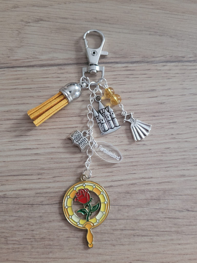 La Rose Enchantée - Bijou de sac argenté 