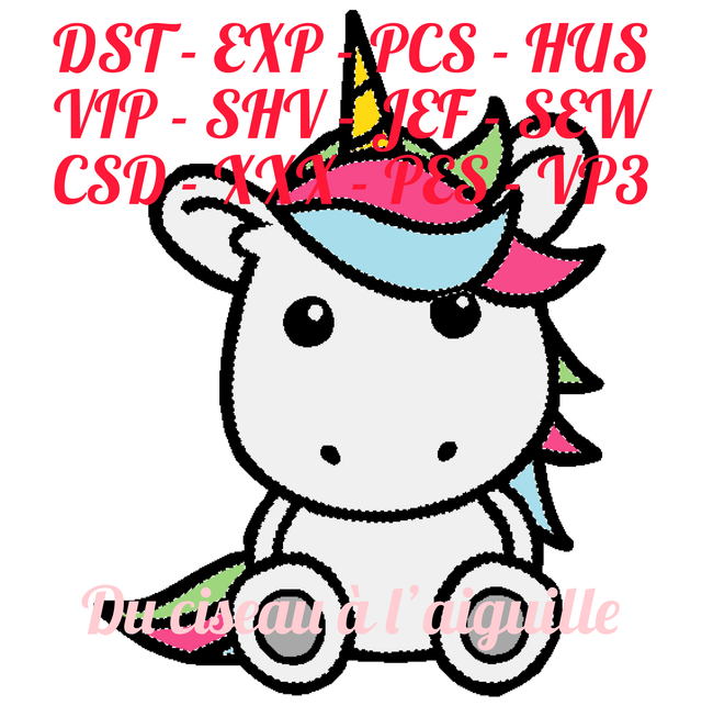 fichier broderie licorne - Cadre 10x10 / 12 Formats