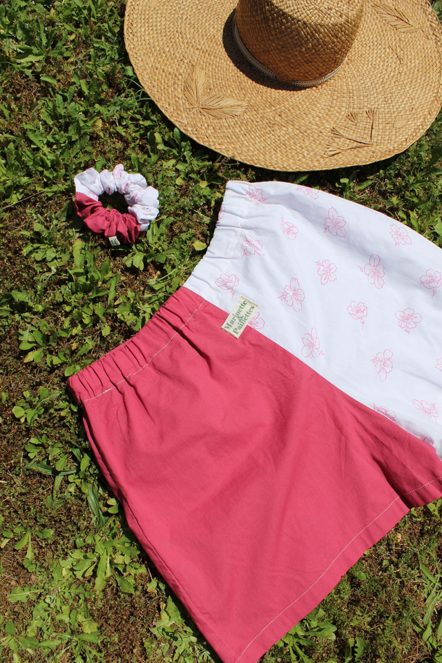 Short bicolore fleurs de cerisier - Taille 1