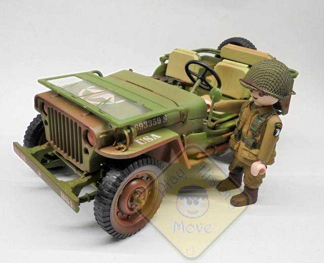 PLAYMOBIL CUSTOM ☆ JEEP WILLYS CON AIRBORNE 101st ☆ USA ARMY JEEP