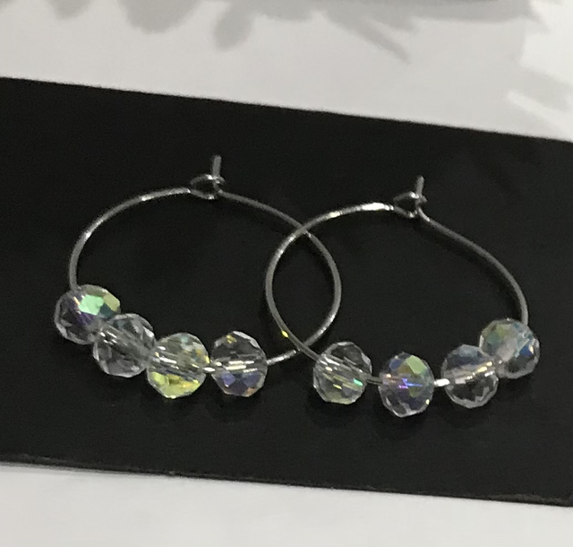 White Hoop Earrings- WHE345