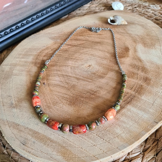 Collier Bois et Unakite 