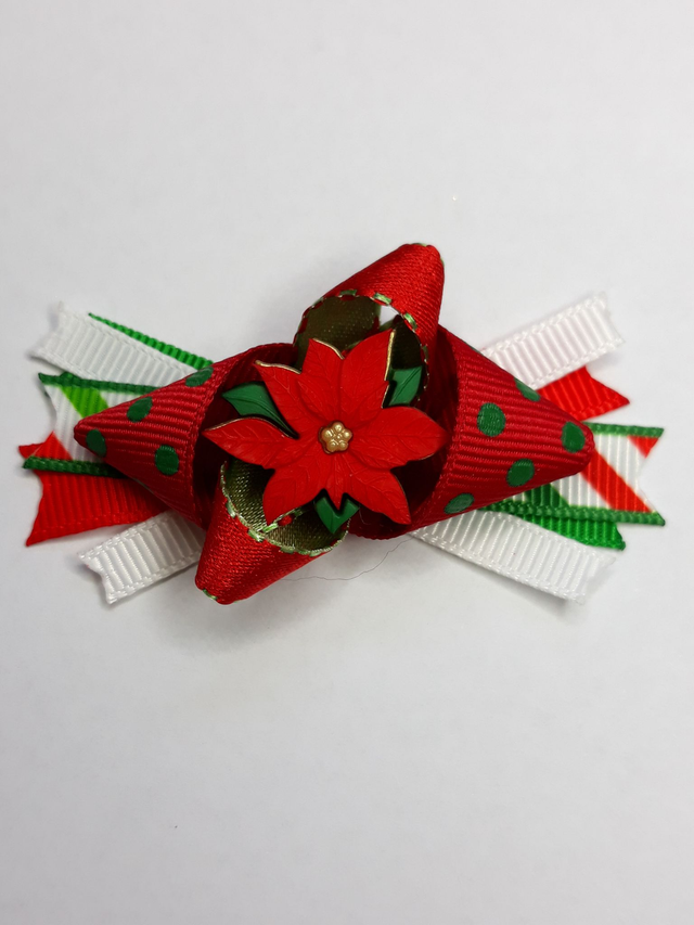 Composition de rubans fantaisie avec poinsettia-noeud pour chien