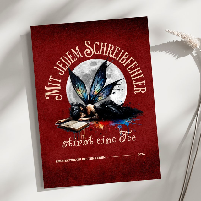 Postkarte "Schreibfehler - Fee stirbt"