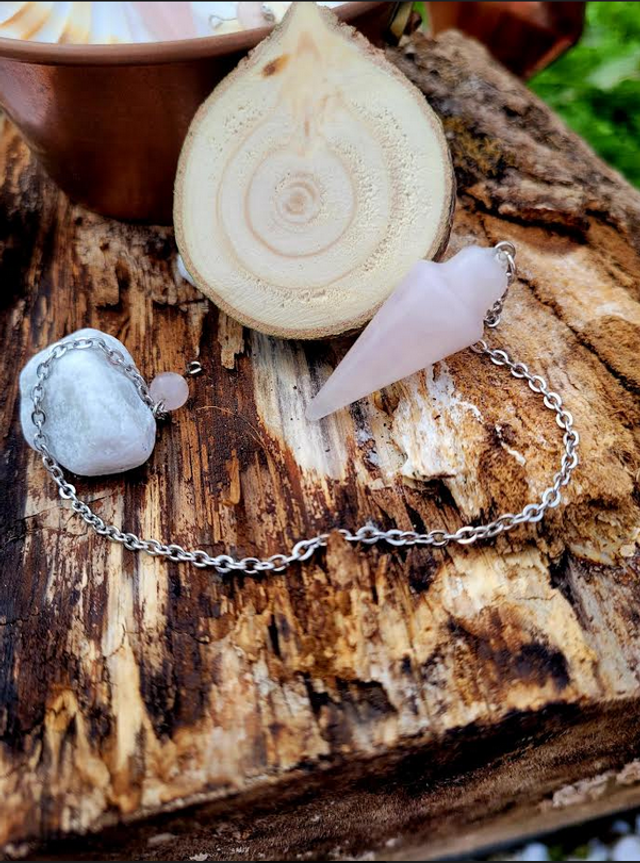 Pendule en pointe - Quartz rose 3cm (à l'unité)