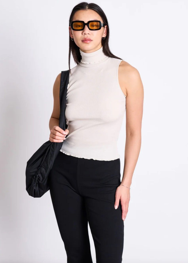 JAN 'N JUNE HIGH NECK RIB TOP HAV IVORY