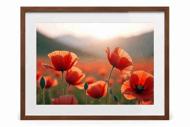 Tableau Coquelicots – Paysage Onirique et Naturel, Photo Encadrée Qualité Musée