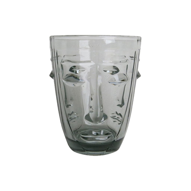 Verre gobelet visage gris