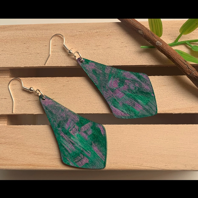 Hand Painted Wooden Lightweight Earrings 