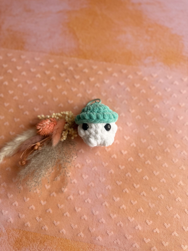 Porte-clés champignon tout doux turquoise
